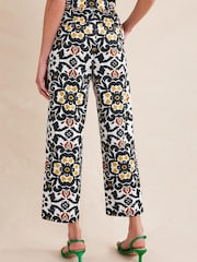 Boden Black Printed Crop Trousers - Image 2 of 5