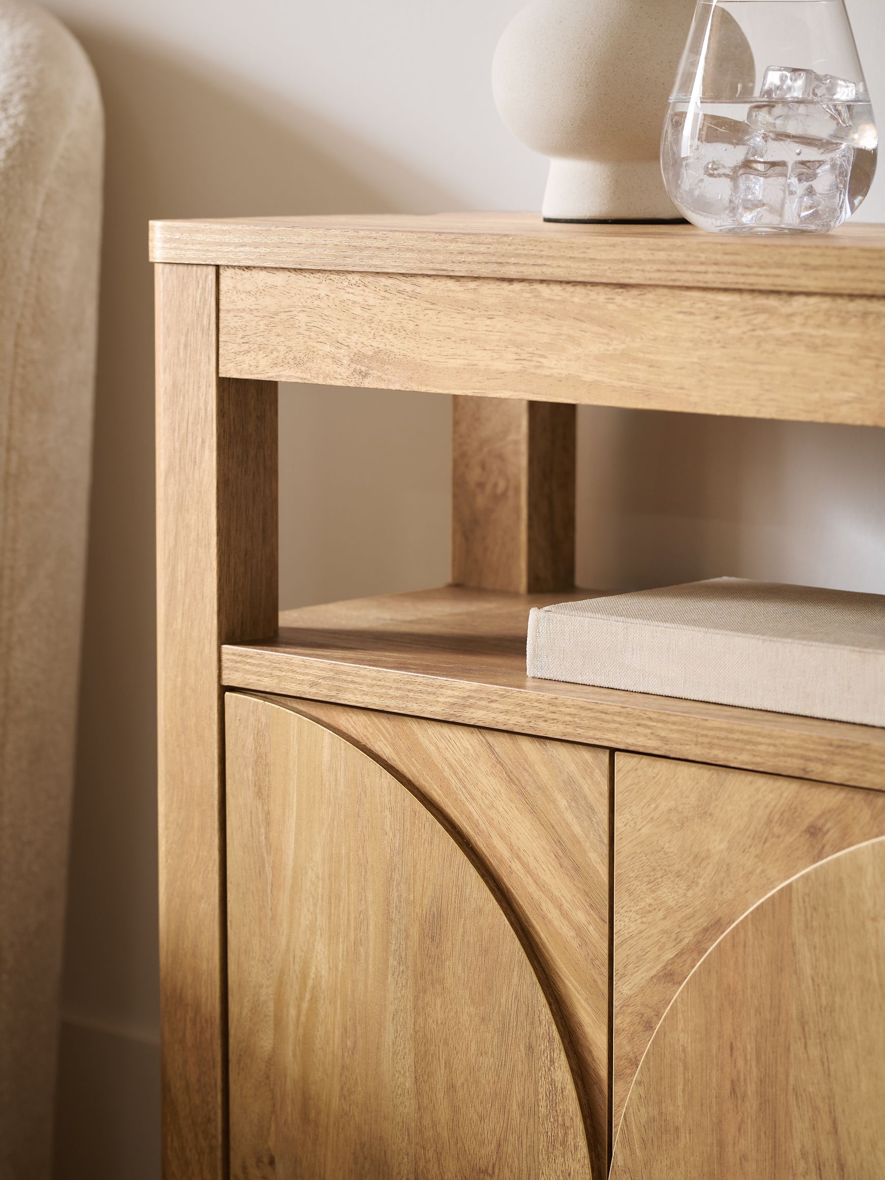 Buy Mid Natural Arches Mango Wood Effect Storage Side Table from