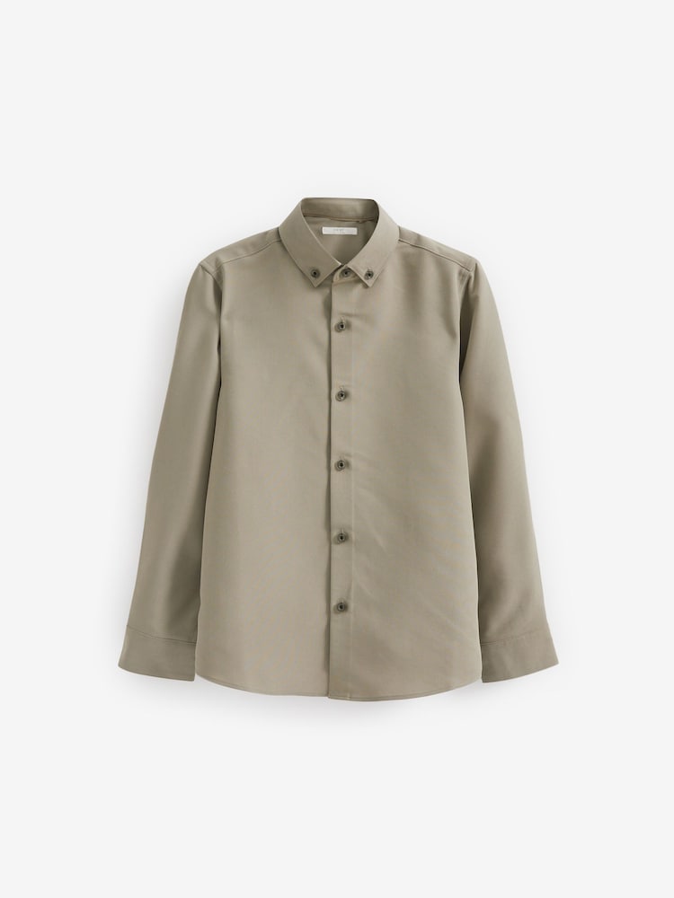 Khaki Green Soft Touch Smart Long Sleeve Shirt (3-16yrs) - Image 1 of 2