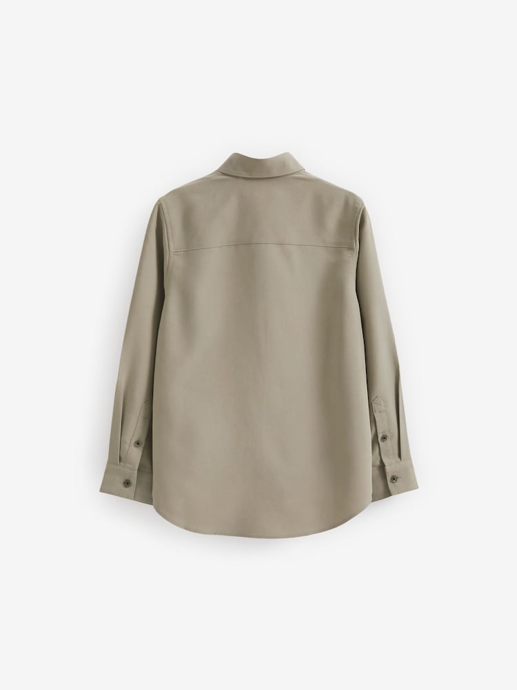 Khaki Green Soft Touch Smart Long Sleeve Shirt (3-16yrs) - Image 2 of 2 Khaki Green Soft Touch Smart Long Sleeve Shirt (3-16yrs) - Image 2 of 2
