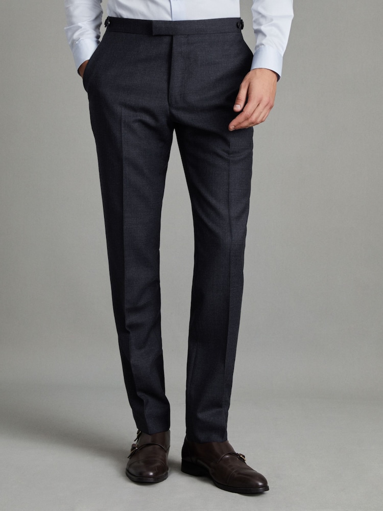 Pantalones de lana, corte slim con textura Dunn de Reiss - Imagen 1 de 7