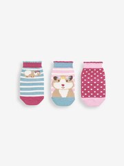 JoJo Maman Bébé Pink 3-Pack Guinea Pig Socks - Image 1 of 3