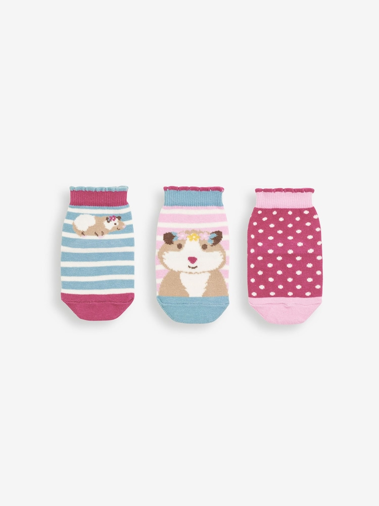 JoJo Maman Bébé Pink 3-Pack Guinea Pig Socks - Image 1 of 3