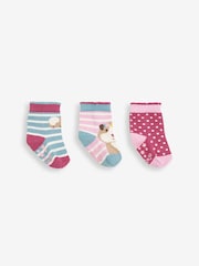 JoJo Maman Bébé Pink 3-Pack Guinea Pig Socks - Image 3 of 3