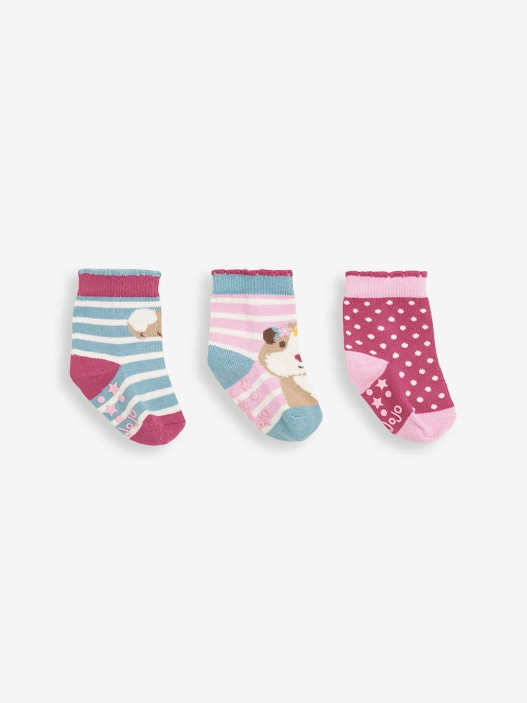 JoJo Maman Bébé Pink 3-Pack Guinea Pig Socks - Image 3 of 3