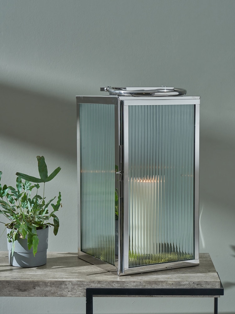 Pacific Silver/White Shiny Nickel Large Square Lantern - Image 1 of 4