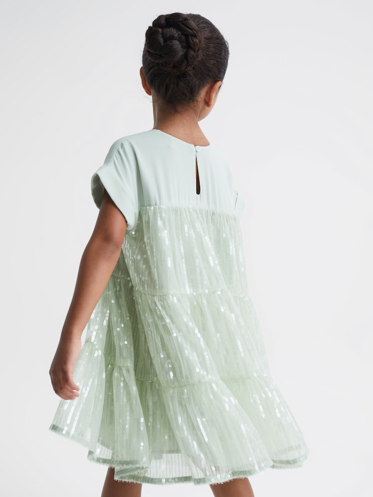 Reiss Sage Luci 9-12 yrs Sequin Tiered Dress - Image 5 of 6