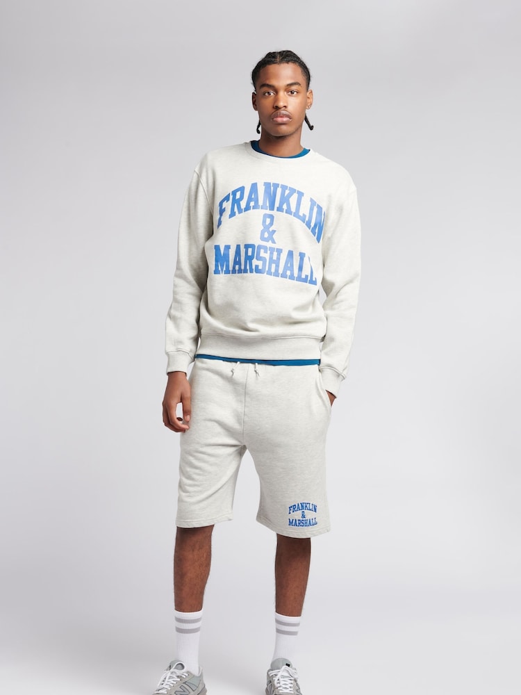 Franklin & Marshall Grey Mens Arch Letter BB Crew Top - Image 3 of 4