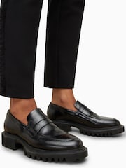 AllSaints Black Lola Loafers - Image 1 of 6
