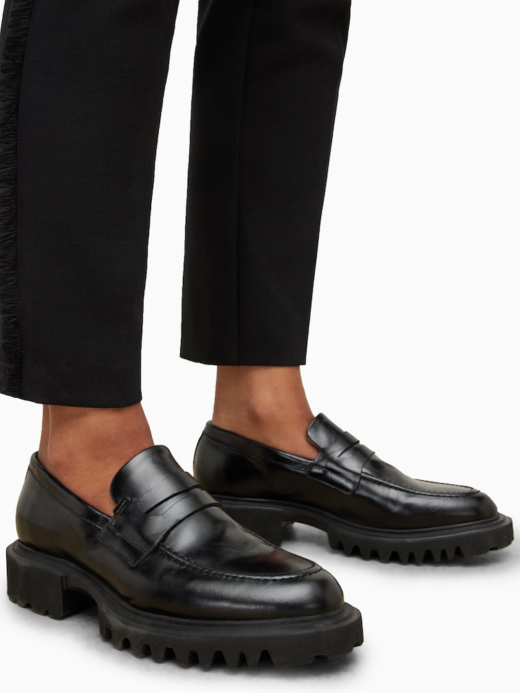 AllSaints Black Lola Loafers - Image 1 of 6
