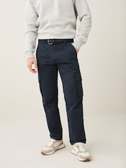 Navy Blue Relaxed Fit Belted Tech Cargo Trousers - Image 1 of 12