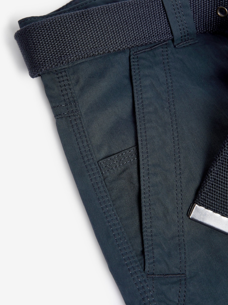Navy Blue Relaxed Fit Belted Tech Cargo Trousers - Image 12 of 12