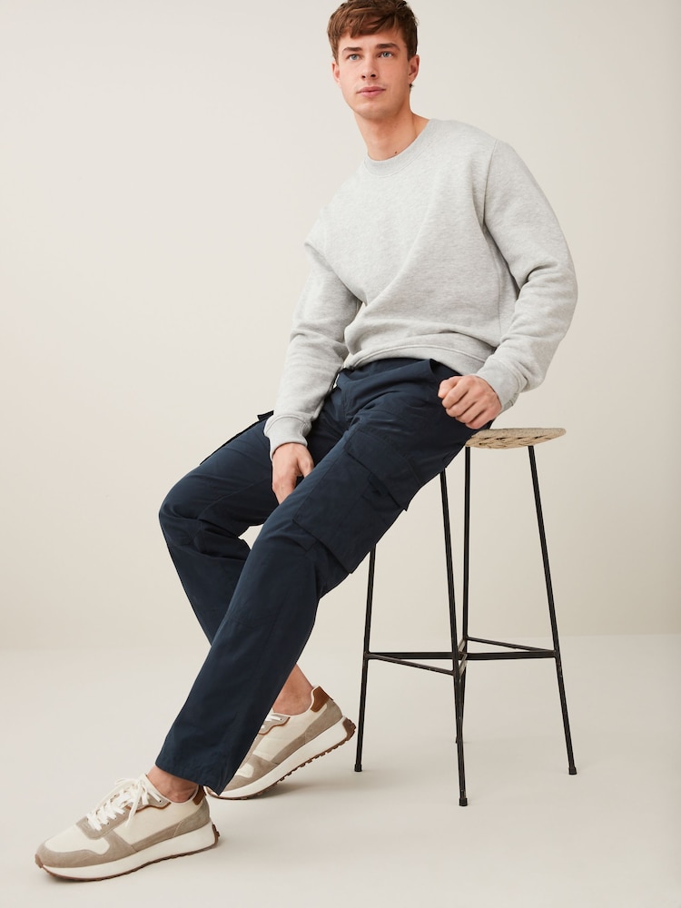 Navy Blue Relaxed Fit Belted Tech Cargo Trousers - Image 2 of 12