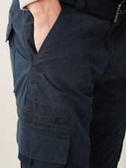 Navy Blue Relaxed Fit Belted Tech Cargo Trousers - Image 7 of 12