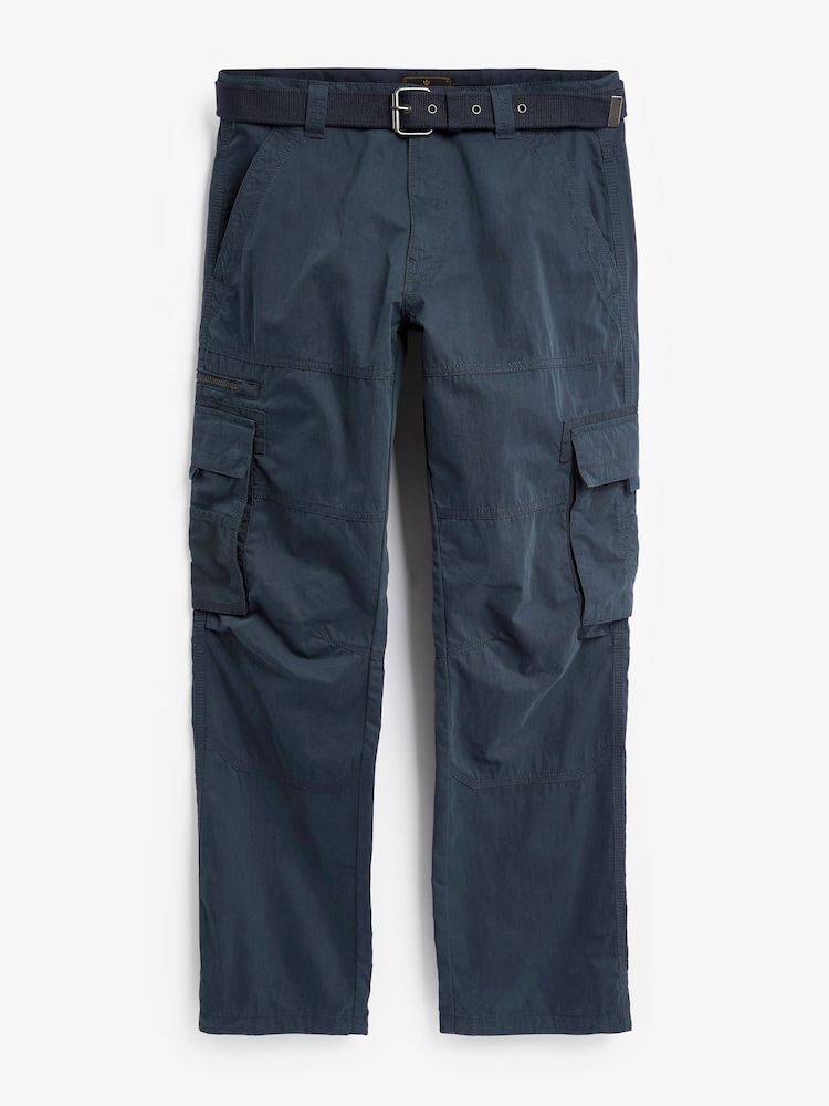 Granatowy - Belted Tech Cargo Trousers - Image 9 of 12