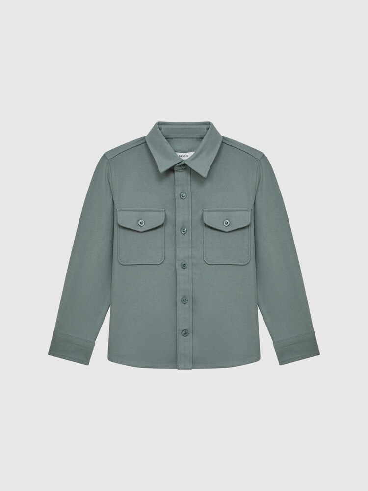 Reiss Duck Egg Tampa Junior Twin Pocket Overshirt - Image 2 of 6 Reiss Duck Egg Tampa Junior Twin Pocket Overshirt - Image 2 of 6