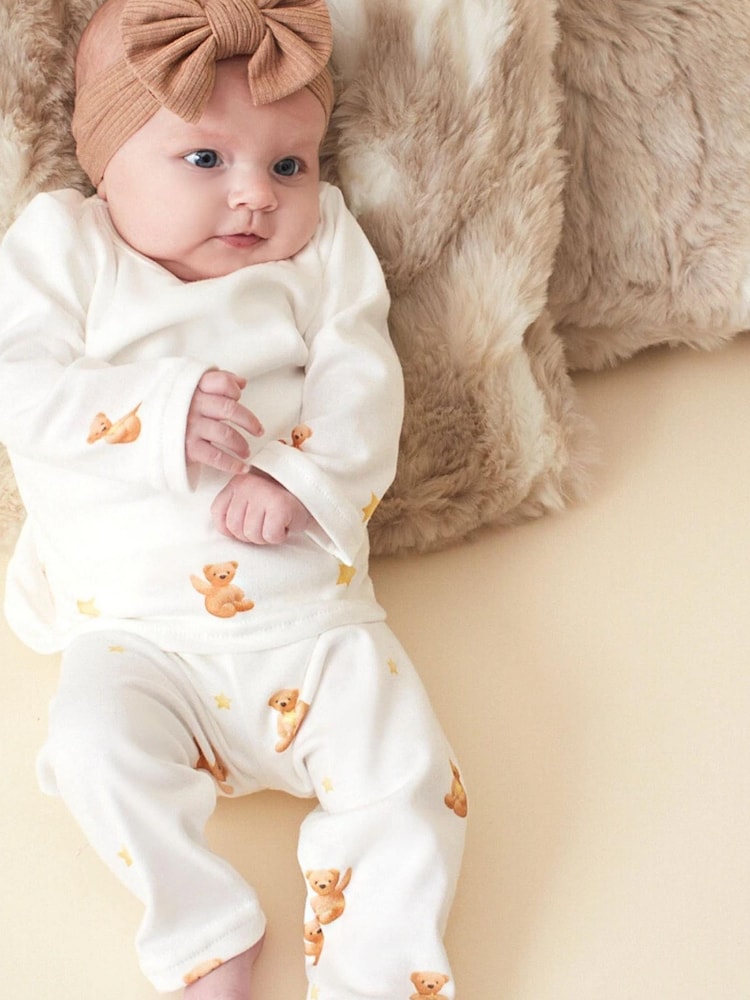 Babbico Pyjama Teddy Bear Imprimé 100% coton blanc - Image 3 of 6
