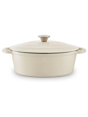 Barbary & Oak Cream 29cm Foundry Oval Cast Iron Casserole Dish - Image 5 of 8
