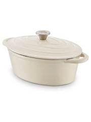 Barbary & Oak Cream 29cm Foundry Oval Cast Iron Casserole Dish - Image 6 of 8