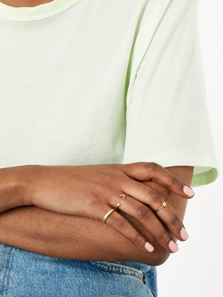 Z by Accessorize Gold Plated Tone Celestial Stacking Ring Set - Image 1 of 2