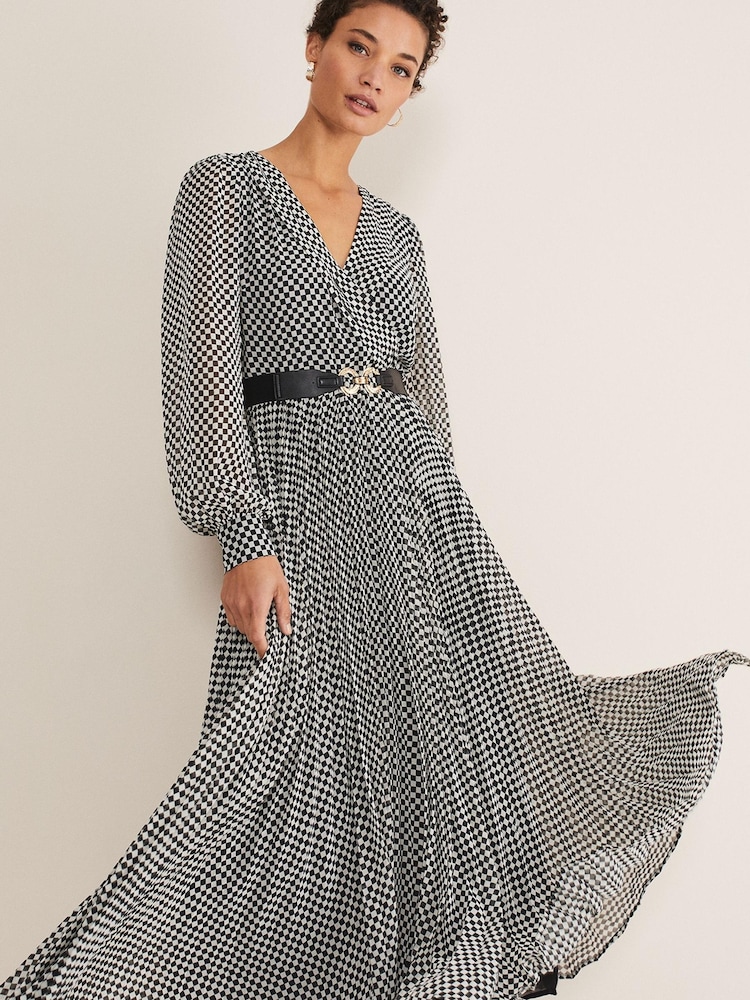 Phase Eight Carmen Check Black Midaxi Dress - Image 3 of 6
