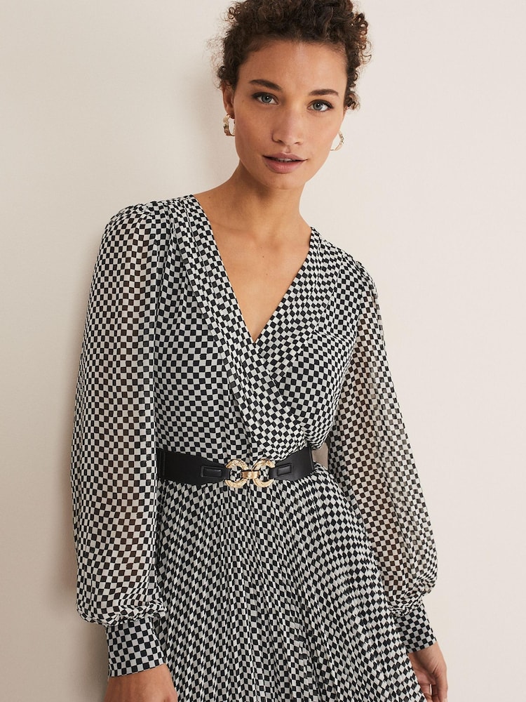 Phase Eight Carmen Check Black Midaxi Dress - Image 4 of 6