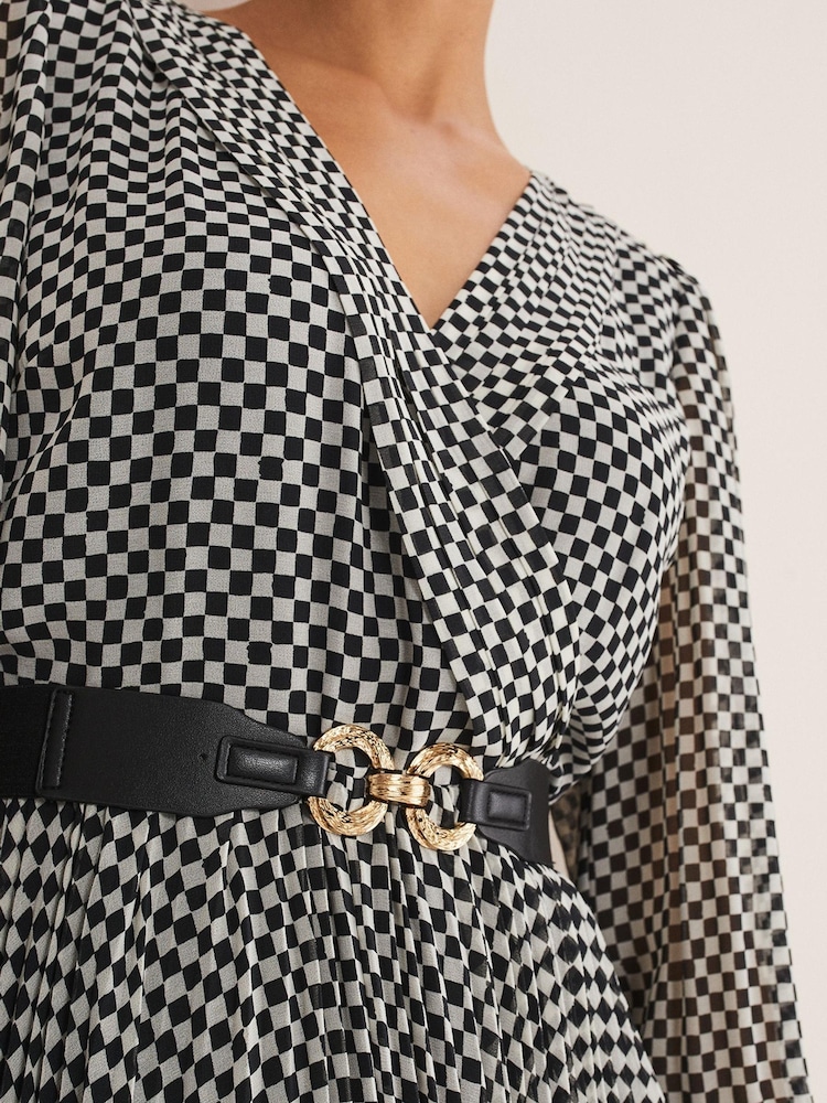 Phase Eight Carmen Check Black Midaxi Dress - Image 5 of 6