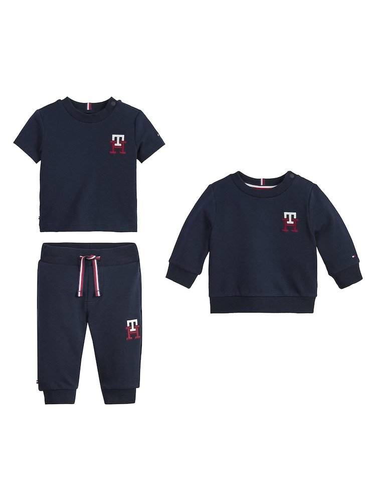 Tommy Hilfiger Baby Geschenkset mit Monogramm, Blau - Bild 1 von 2 Tommy Hilfiger Baby Geschenkset mit Monogramm, Blau - Bild 1 von 2