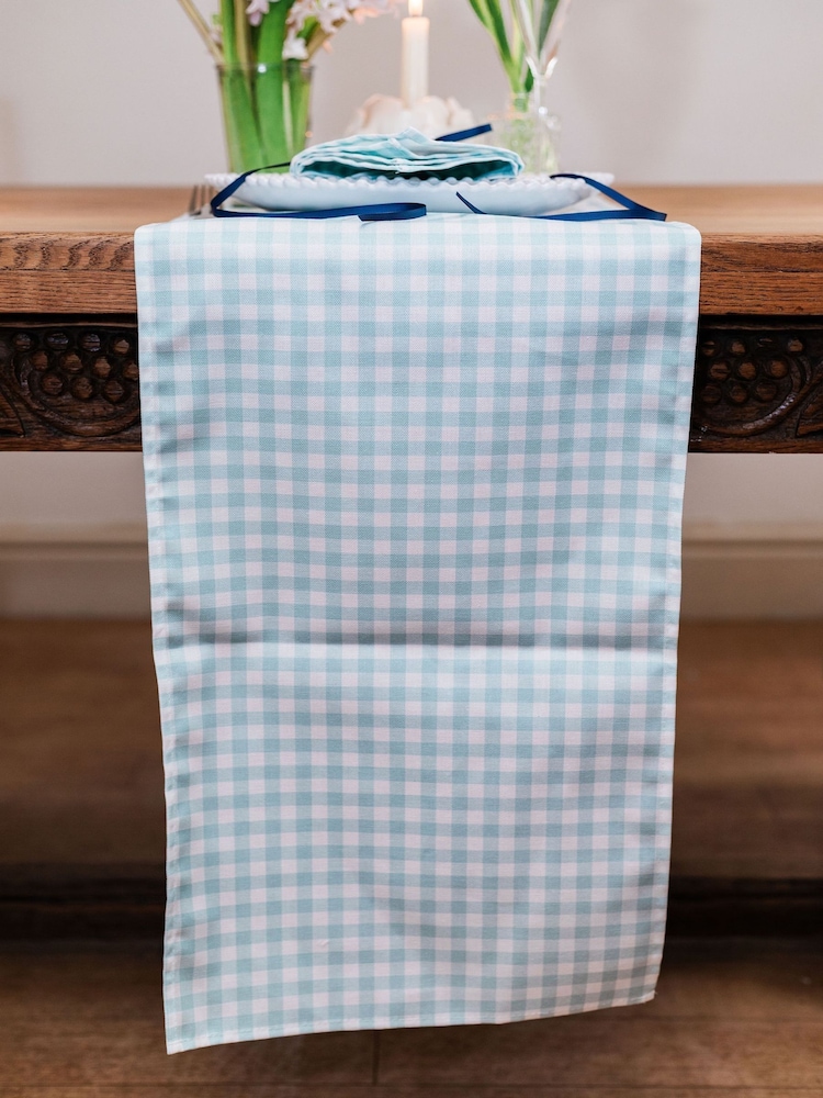 Avalon Home Blue Gingham Table Runner - Image 2 of 6