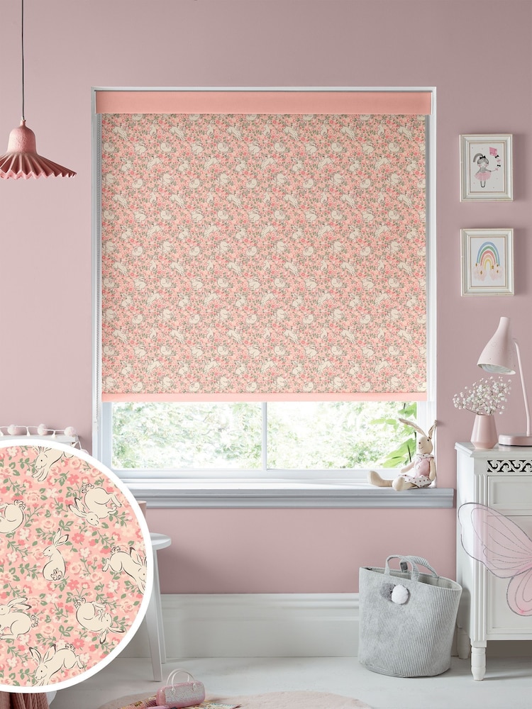 Cath Kidston Blush Kids Jumping Bunnies Made To Measure Roller Blinds - Image 1 of 6