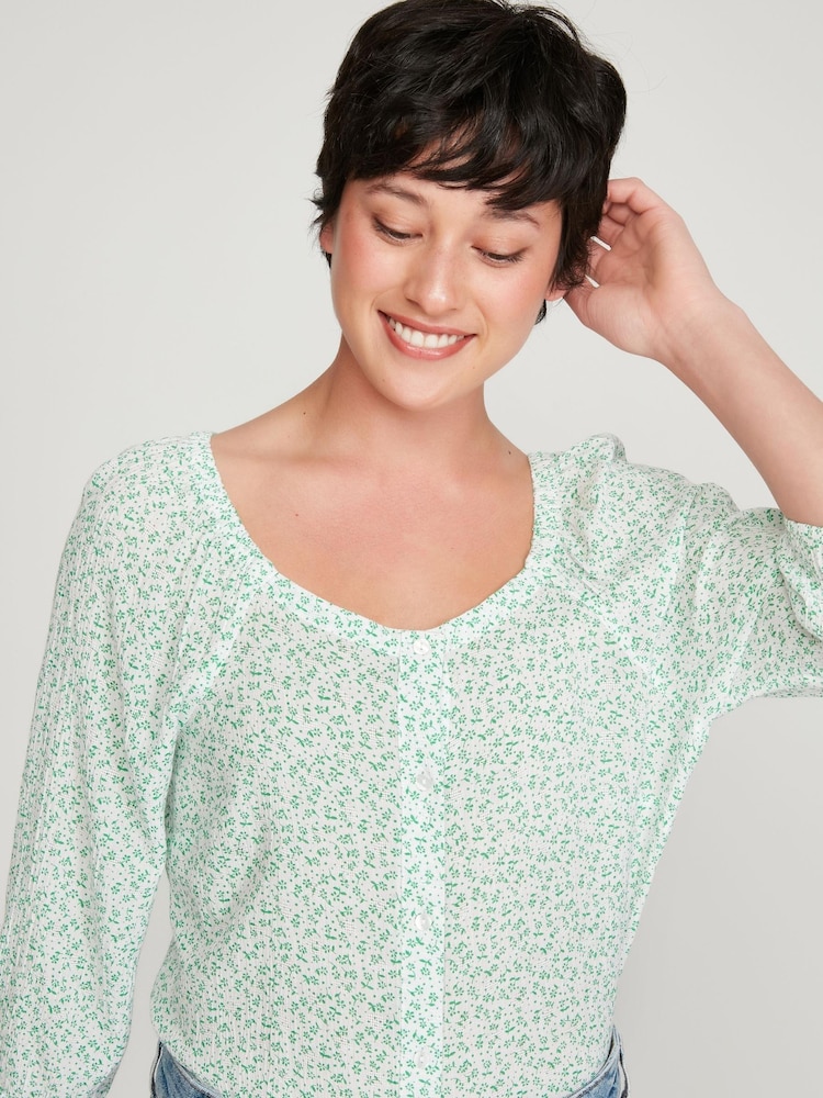 M&co Petite Bluse mit Herzausschnitt, Grün - Bild 2 von 4