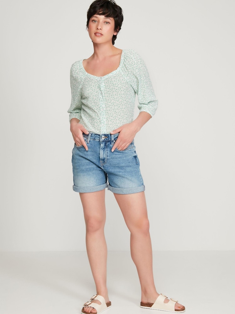 M&co Petite Bluse mit Herzausschnitt, Grün - Bild 4 von 4