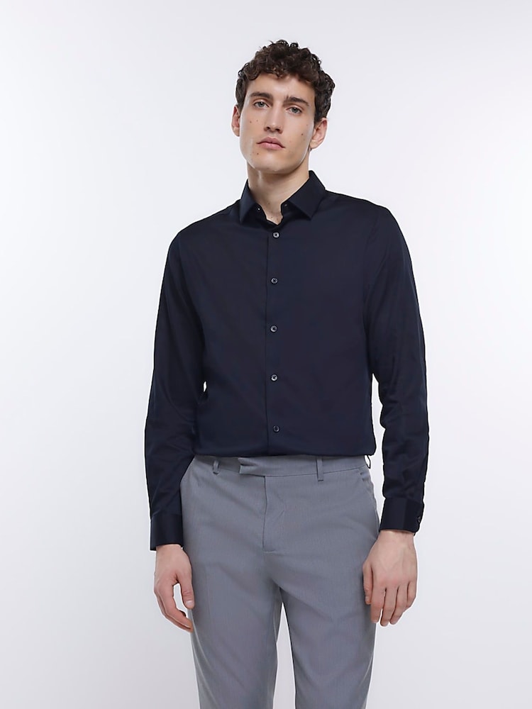 River Island Black 100% Cotton Textured Egyptian Shirt - Image 4 of 4 River Island Black 100% Cotton Textured Egyptian Shirt - Image 4 of 4