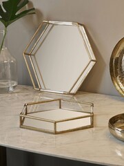 Pacific Set of 2 Gold Metal And Mirror Trays - Image 1 of 4