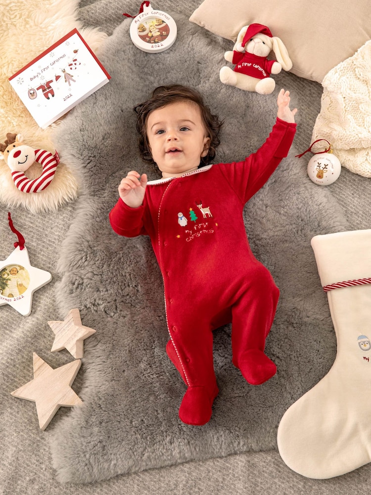 Jojo Maman Bébé My First Christmas Baby Sleepsuit - Slika 1 iz 4