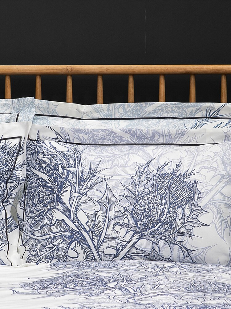 Timorous Beasties Set of 2 Blue Thistle Azure 100% Cotton Pillowcases - Image 1 of 3