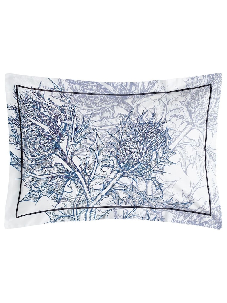 Timorous Beasties Set of 2 Blue Thistle Azure 100% Cotton Pillowcases - Image 2 of 3