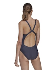 adidas Blue Performance Swim Mid 3-stripes Swimsuit - Image 2 of 7