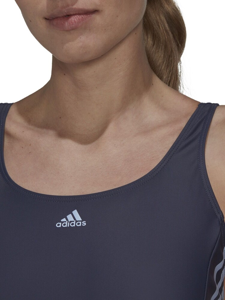 Niebieski - Strój kąpielowy adidas z 3 paskami - Image 5 of 7