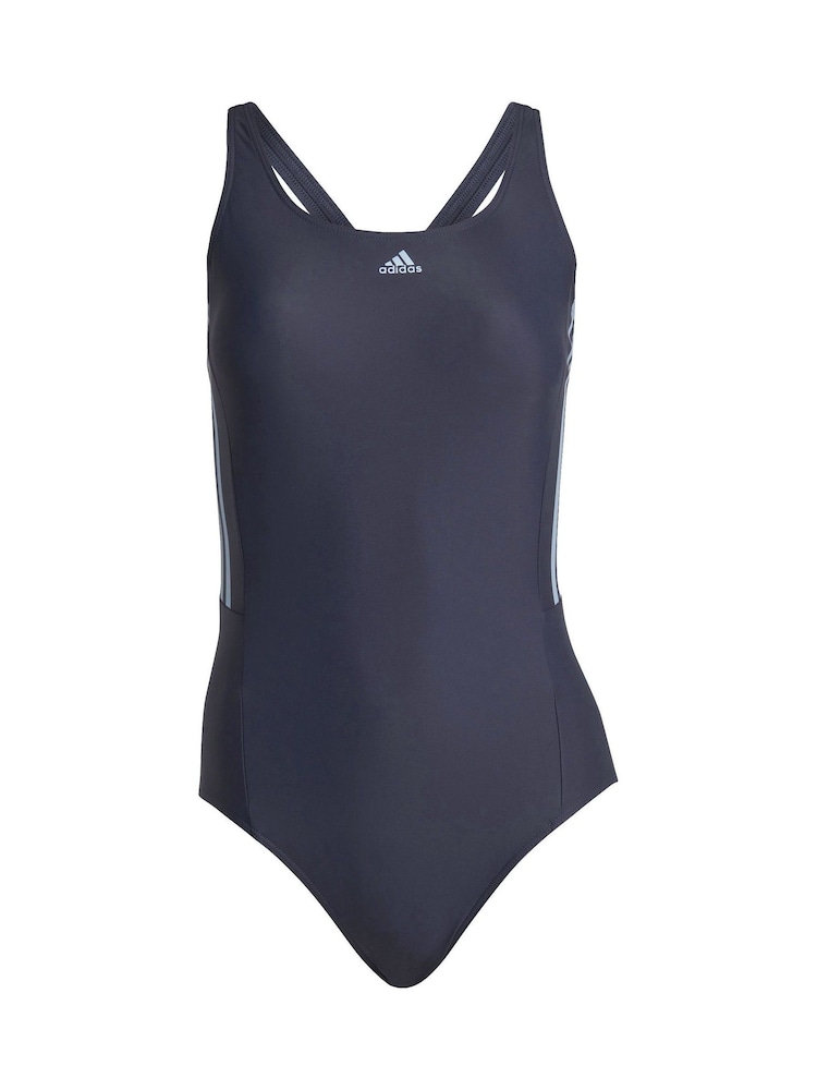 adidas Blue Performance Swim Mid 3-stripes Swimsuit - Image 7 of 7