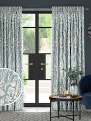 Teal Blue Jarrod Made To Measure 100% Cotton Curtains - Image 1 of 9