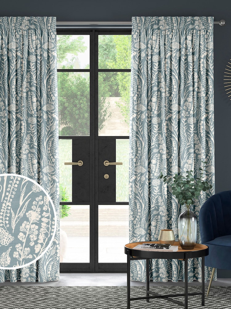 Teal Blue Jarrod Made To Measure 100% Cotton Curtains - Image 1 of 9