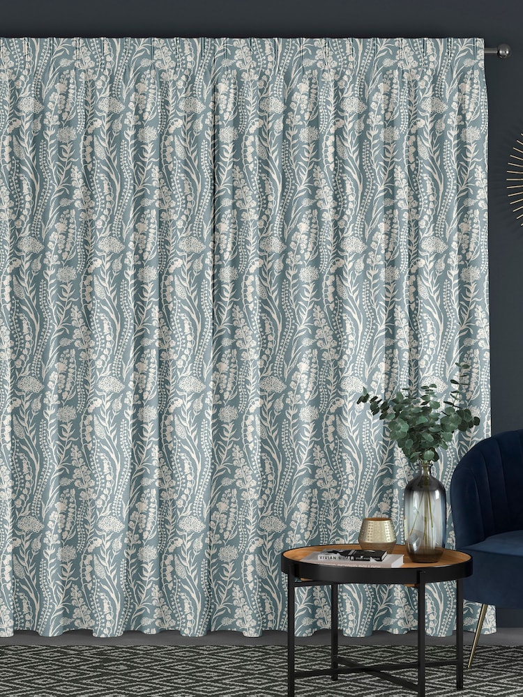Teal Blue Jarrod Made To Measure 100% Cotton Curtains - Image 2 of 9