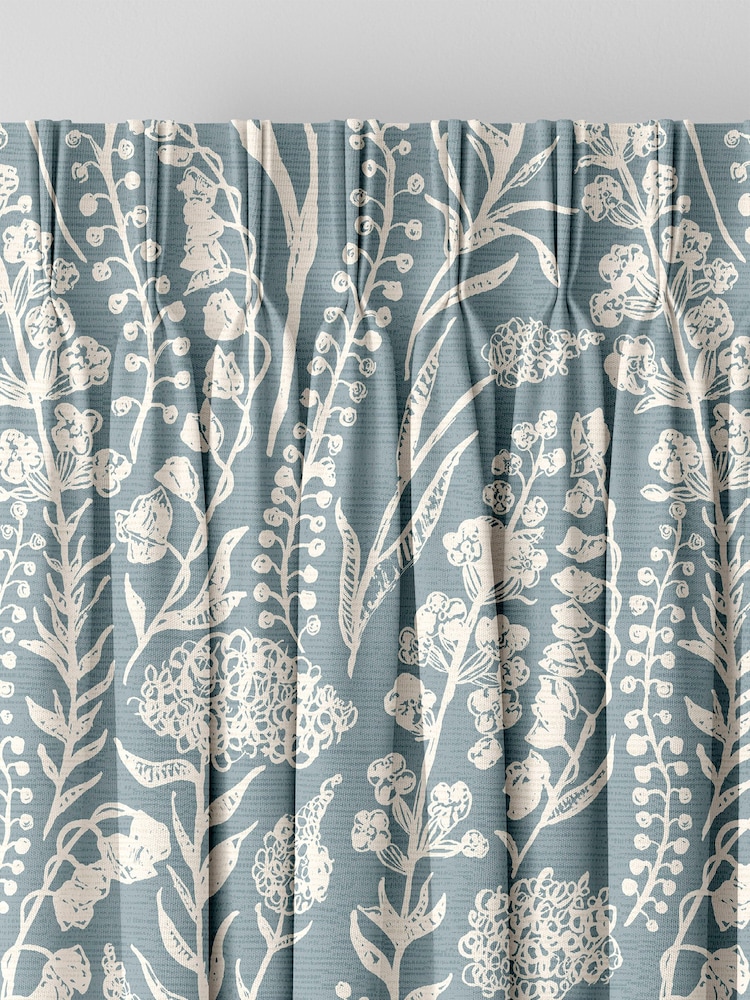 Teal Blue Jarrod Made To Measure 100% Cotton Curtains - Image 5 of 9