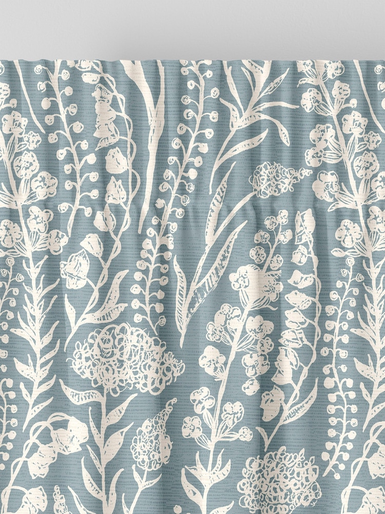 Teal Blue Jarrod Made To Measure 100% Cotton Curtains - Image 6 of 9