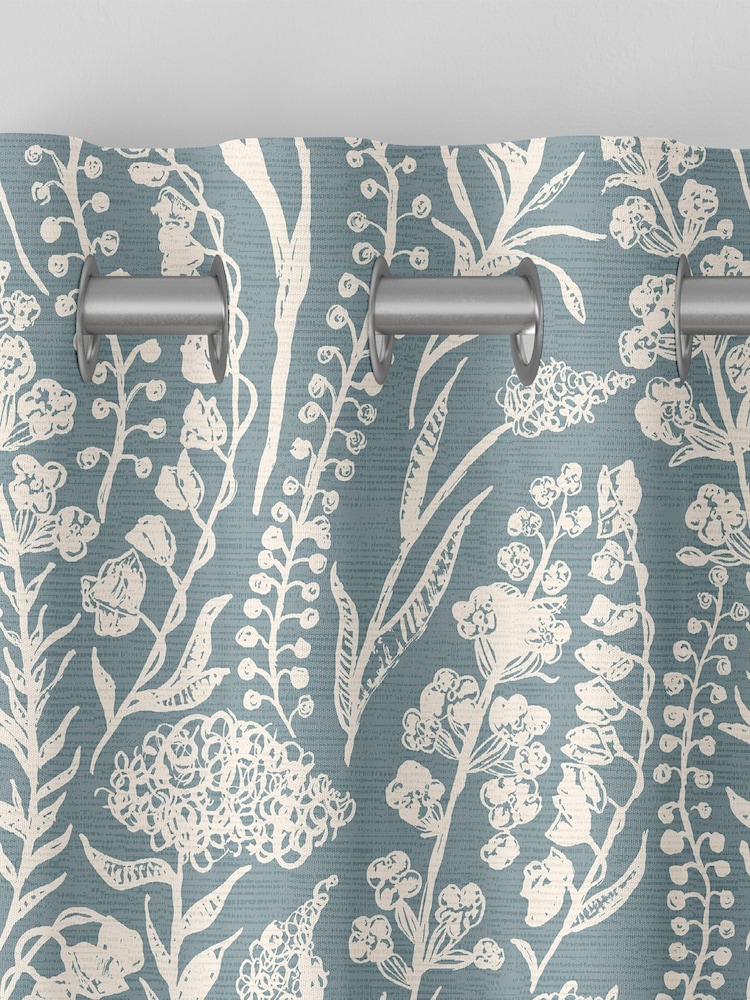 Teal Blue Jarrod Made To Measure 100% Cotton Curtains - Image 7 of 9