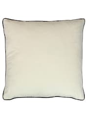 Riva Paoletti Ivory Cream/Black Meridian Piped Velvet Cushion - Image 1 of 3