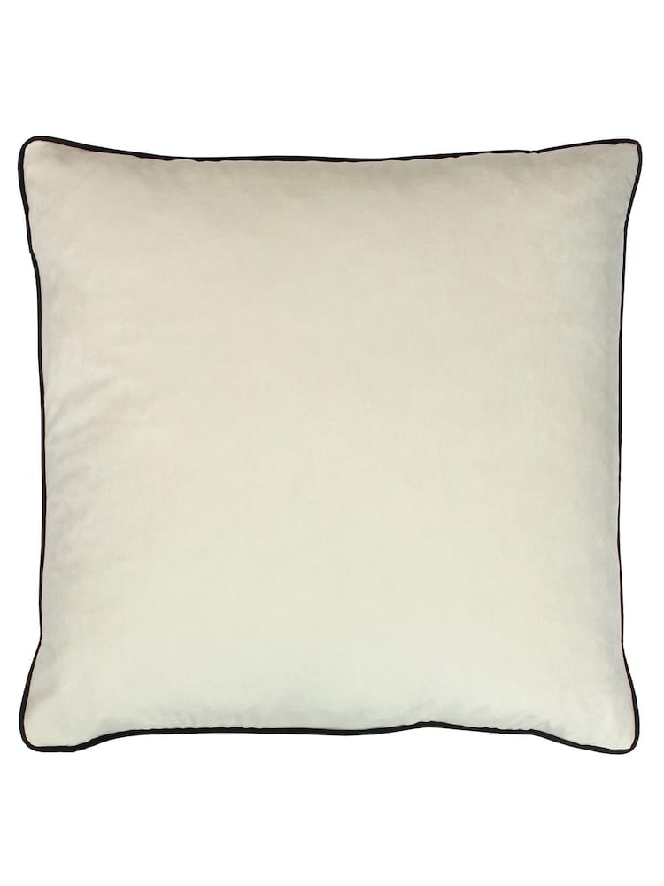 Riva Paoletti Ivory Cream/Black Meridian Piped Velvet Cushion - Image 1 of 3