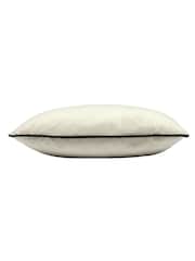 Riva Paoletti Ivory Cream/Black Meridian Piped Velvet Cushion - Image 2 of 3