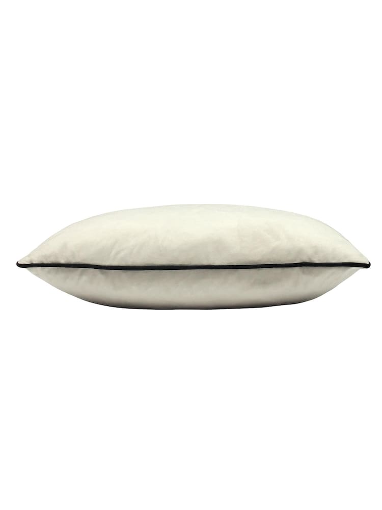 Riva Paoletti Ivory Cream/Black Meridian Piped Velvet Cushion - Image 2 of 3
